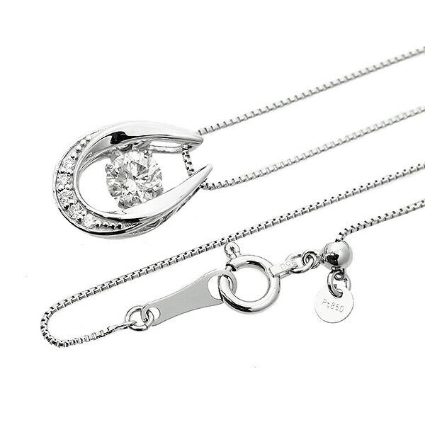 ダンシングストーン ダイヤモンド ネックレス 0.3ct プラチナ Pt900 揺れる ネックレス ダンシングダイヤ 馬蹄 ホースシュー クロスフォー 正規品 鑑別書付の画像