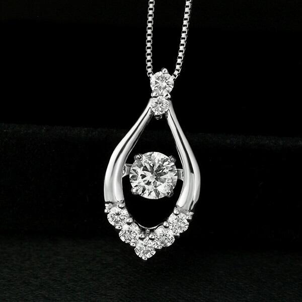 ダンシングストーン ダイヤモンド ネックレス 0.4ct プラチナ Pt900 揺れる ネックレス ダンシングダイヤ クロスフォー 正規品 鑑別書付 保証書付の画像