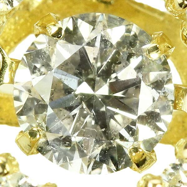ダンシングストーン ダイヤモンド ネックレス 0.5ct K18 イエローゴールド 揺れる ネックレス ダンシングダイヤ 取り巻き クロスフォー 正規品 鑑別書付の画像