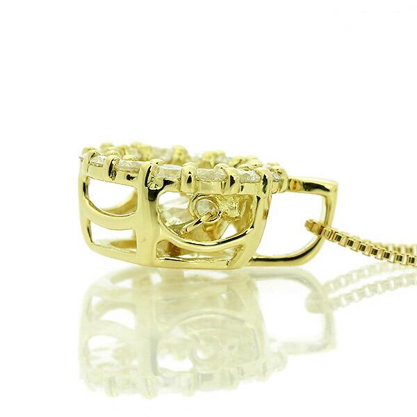 ダンシングストーン ダイヤモンド ネックレス 0.5ct K18 イエローゴールド 揺れる ネックレス ダンシングダイヤ 取り巻き クロスフォー 正規品 鑑別書付の画像