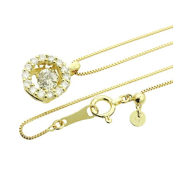 ダンシングストーン ダイヤモンド ネックレス 0.5ct K18 イエローゴールド 揺れる ネックレス ダンシングダイヤ 取り巻き クロスフォー 正規品 鑑別書付の画像