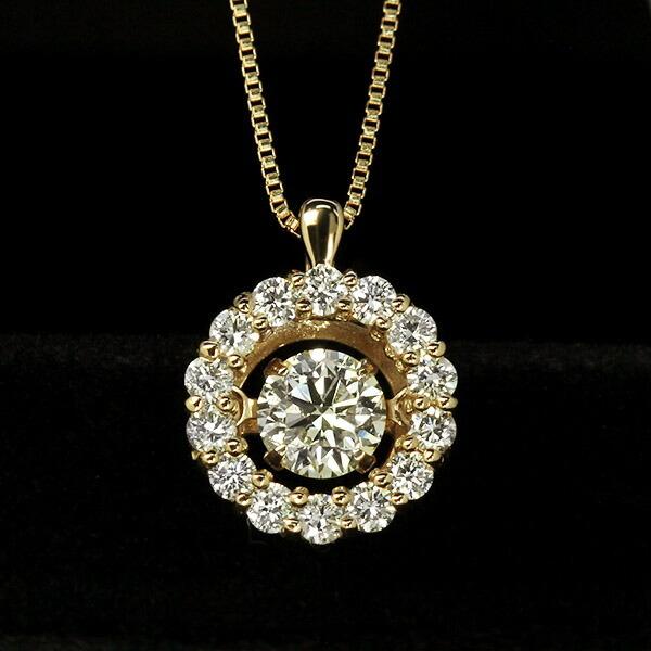 ダンシングストーン ダイヤモンド ネックレス 0.5ct K18 ピンクゴールド 揺れる ネックレス ダンシングダイヤ 取り巻き クロスフォー 正規品 鑑別書付の画像