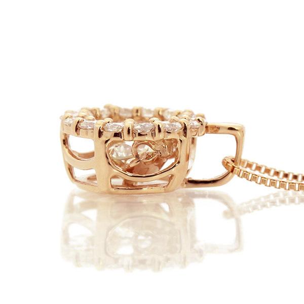 ダンシングストーン ダイヤモンド ネックレス 0.5ct K18 ピンクゴールド 揺れる ネックレス ダンシングダイヤ 取り巻き クロスフォー 正規品 鑑別書付の画像
