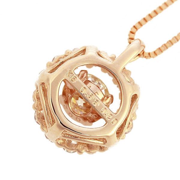 ダンシングストーン ダイヤモンド ネックレス 0.5ct K18 ピンクゴールド 揺れる ネックレス ダンシングダイヤ 取り巻き クロスフォー 正規品 鑑別書付の画像