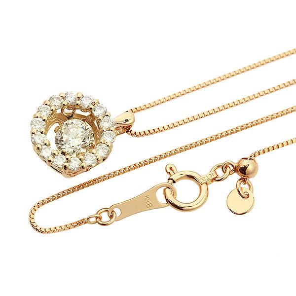 ダンシングストーン ダイヤモンド ネックレス 0.5ct K18 ピンクゴールド 揺れる ネックレス ダンシングダイヤ 取り巻き クロスフォー 正規品 鑑別書付の画像
