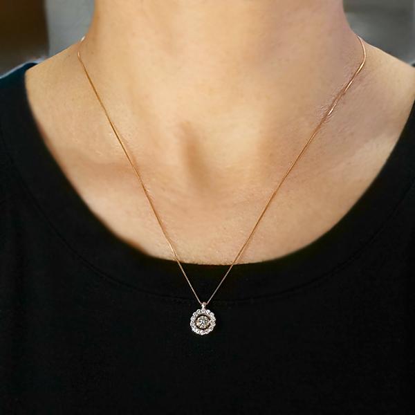 ダンシングストーン ダイヤモンド ネックレス 0.5ct K18 ピンク  