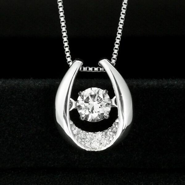 ダンシングストーン ダイヤモンド ネックレス 0.28ct プラチナ Pt900 揺れる ネックレス ダンシングダイヤ 馬蹄 ホースシュー クロスフォー 正規品 鑑別書付の画像