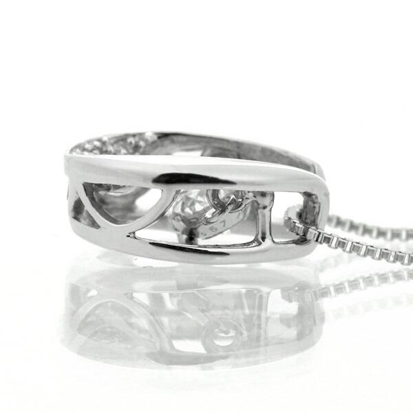 ダンシングストーン ダイヤモンド ネックレス 0.2ct プラチナ Pt900 揺れる ネックレス ダンシングダイヤ 馬蹄 ホースシュー クロスフォー 正規品 鑑別書付の画像