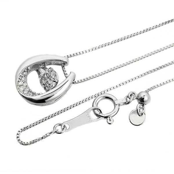ダンシングストーン ダイヤモンド ネックレス 0.2ct プラチナ Pt900 揺れる ネックレス ダンシングダイヤ 馬蹄 ホースシュー クロスフォー 正規品 鑑別書付の画像