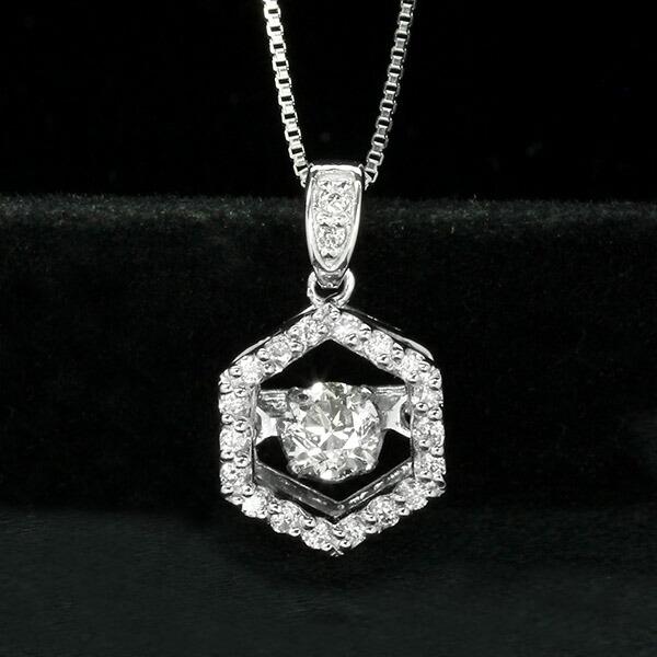 ダンシングストーン ダイヤモンド ネックレス 0.2ct プラチナ Pt900 揺れる ネックレス ダンシングダイヤ クロスフォー 正規品 鑑別書付 保証書付の画像