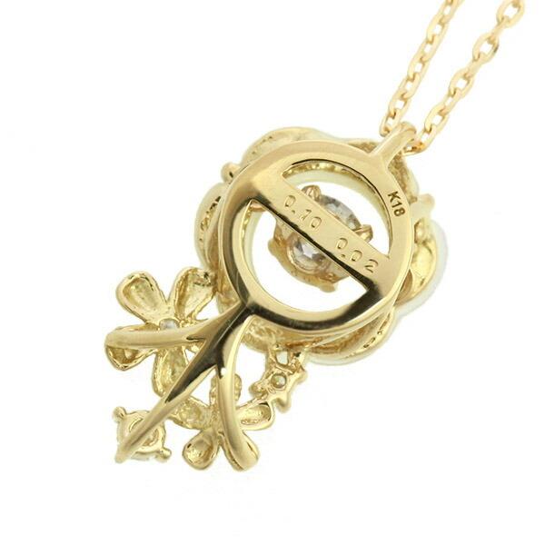 ダンシングストーン ダイヤモンド ネックレス 0.1ct K18 ピンクゴールド 揺れる ネックレス ダンシングダイヤ 白蝶 クロスフォー 正規品 鑑別書付 保証書付の画像