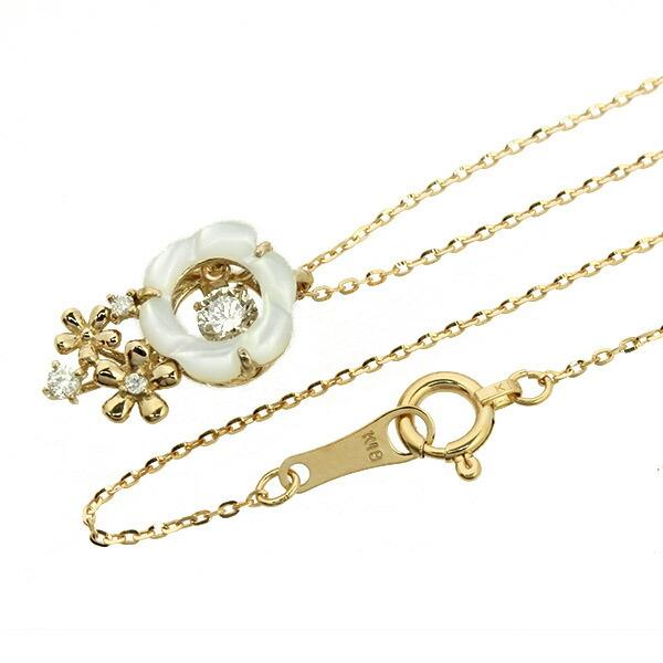 ダンシングストーン ダイヤモンド ネックレス 0.1ct K18 ピンクゴールド 揺れる ネックレス ダンシングダイヤ 白蝶 クロスフォー 正規品 鑑別書付 保証書付の画像