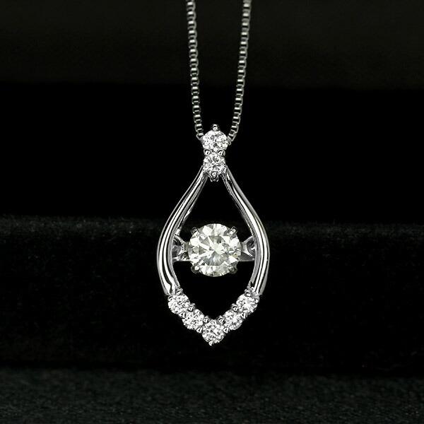 ダンシングストーン ダイヤモンド ネックレス 0.2ct プラチナ Pt900 揺れる ネックレス ダンシングダイヤ クロスフォー 正規品 鑑別書付 保証書付の画像