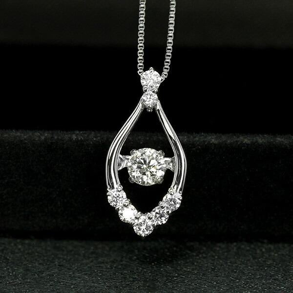 ダンシングストーン ダイヤモンド ネックレス 0.3ct プラチナ Pt900 揺れる ネックレス ダンシングダイヤ クロスフォー 正規品 鑑別書付 保証書付の画像