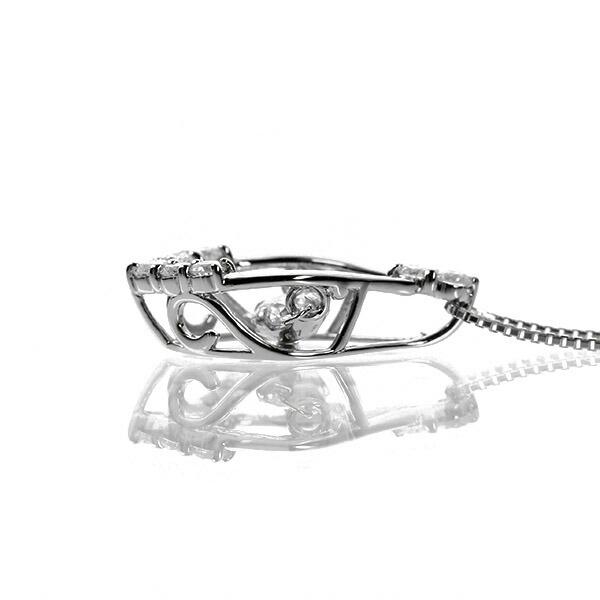 ダンシングストーン ダイヤモンド ネックレス 0.3ct プラチナ Pt900 揺れる ネックレス ダンシングダイヤ クロスフォー 正規品 鑑別書付 保証書付の画像