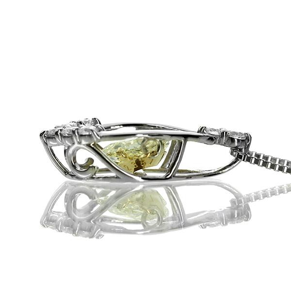 0.5ct イエロー ダイヤモンド  ペアシェイプ ダンシングストーン ネックレス プラチナ Fancy Light Yellow VS2 鑑定書付 保証書付 クロスフォー正規品の画像