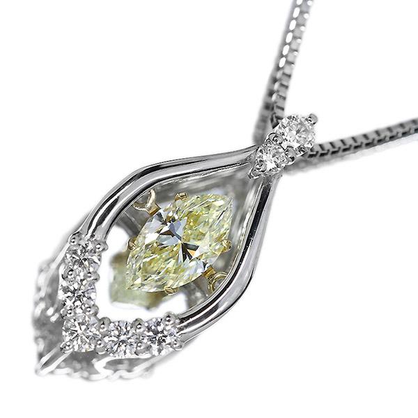 0.5ct イエロー ダイヤモンド  マーキス ダンシングストーン ネックレス プラチナ Fancy Light Yellow VS2 鑑定書付 保証書付 クロスフォー正規品の画像