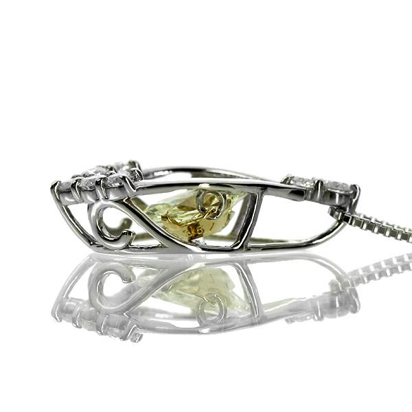 0.5ct イエロー ダイヤモンド  マーキス ダンシングストーン ネックレス プラチナ Fancy Light Yellow VS2 鑑定書付 保証書付 クロスフォー正規品の画像
