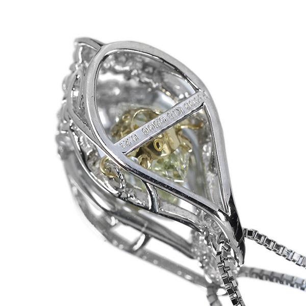 0.5ct イエロー ダイヤモンド  マーキス ダンシングストーン ネックレス プラチナ Fancy Light Yellow VS2 鑑定書付 保証書付 クロスフォー正規品の画像