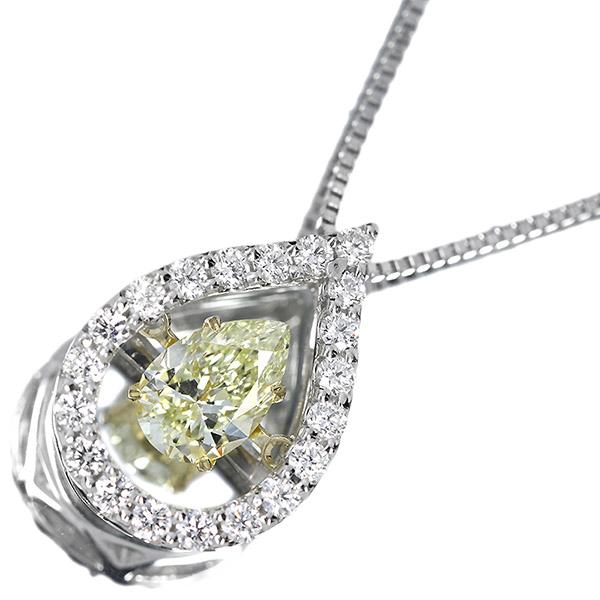 0.7ct イエロー ダイヤモンド ペアシェイプ ダンシングストーン ネックレス プラチナ Fancy Light Yellow VS2 鑑定書付 保証書付 クロスフォー正規品｜jewelry-ema｜02