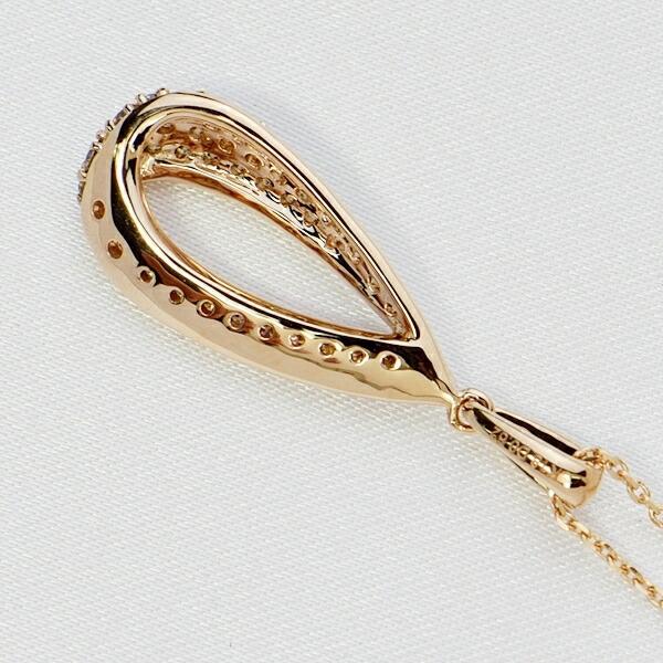 ダイヤモンド ネックレス パヴェ 0.6ct K18 ピンクゴールド しずく 涙 