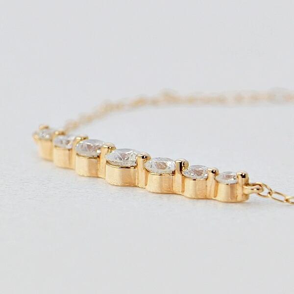 ダイヤモンド ライン ネックレス K18 ピンクゴールド 0.3ct ラインペンダント グラデーション 鑑別書付 保証書付 普段使い ギフト プレゼント インポートの画像