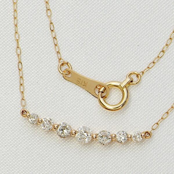 ダイヤモンド ライン ネックレス K18 ピンクゴールド 0.3ct ラインペンダント グラデーション 鑑別書付 保証書付 普段使い ギフト プレゼント インポートの画像