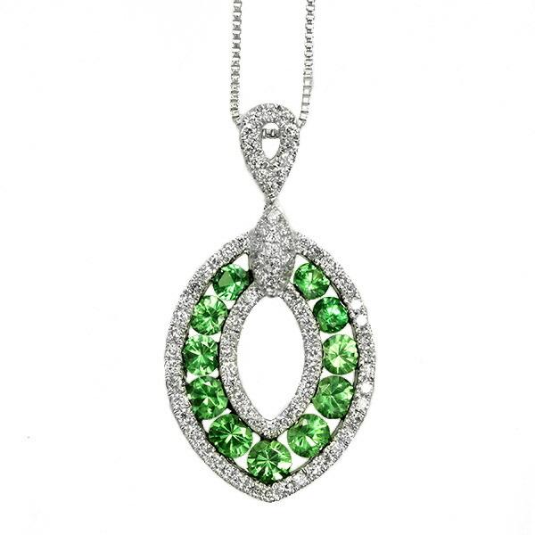 グリーンガーネット ツァボライト ダイヤモンド ネックレス 0.8ct K18 