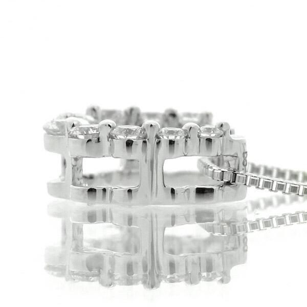 ダイヤモンド ネックレス 0.1ct K18 ホワイトゴールド 馬蹄 ホースシュー グラデーション 鑑別書付 保証書付 インポート ラッキー アイテムの画像