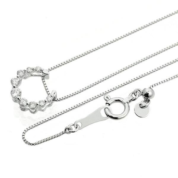 ダイヤモンド ネックレス 0.1ct K18 ホワイトゴールド 馬蹄 ホースシュー グラデーション 鑑別書付 保証書付 インポート ラッキー アイテムの画像