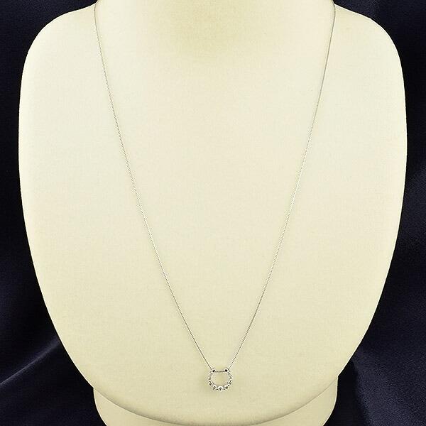 ダイヤモンド ネックレス 0.1ct K18 ホワイトゴールド 馬蹄 ホースシュー グラデーション 鑑別書付 保証書付 インポート ラッキー アイテムの画像