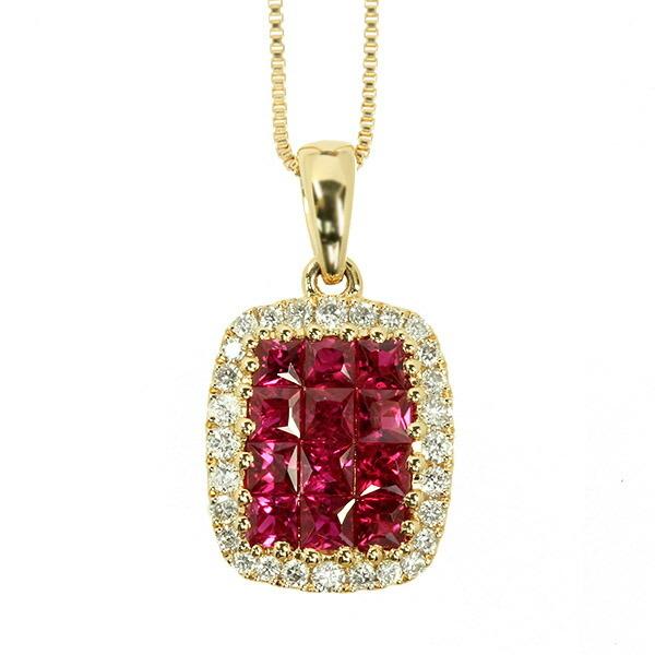 ルビー ダイヤモンド ネックレス K18 ピンクゴールド ルビー0.6ct 