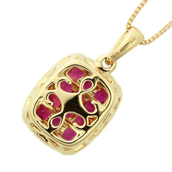 ルビー ダイヤモンド ネックレス K18 ピンクゴールド ルビー0.6ct 