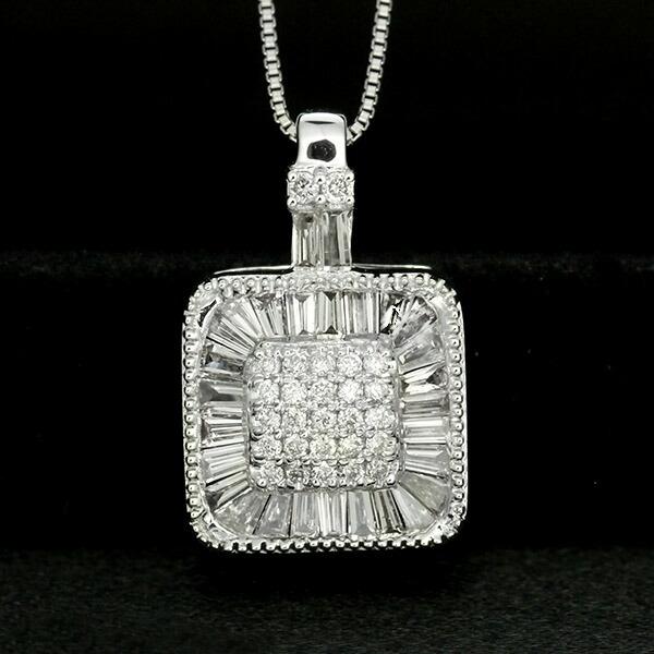 ダイヤモンド ネックレス 0.5ct K18 ホワイトゴールド テーパー 