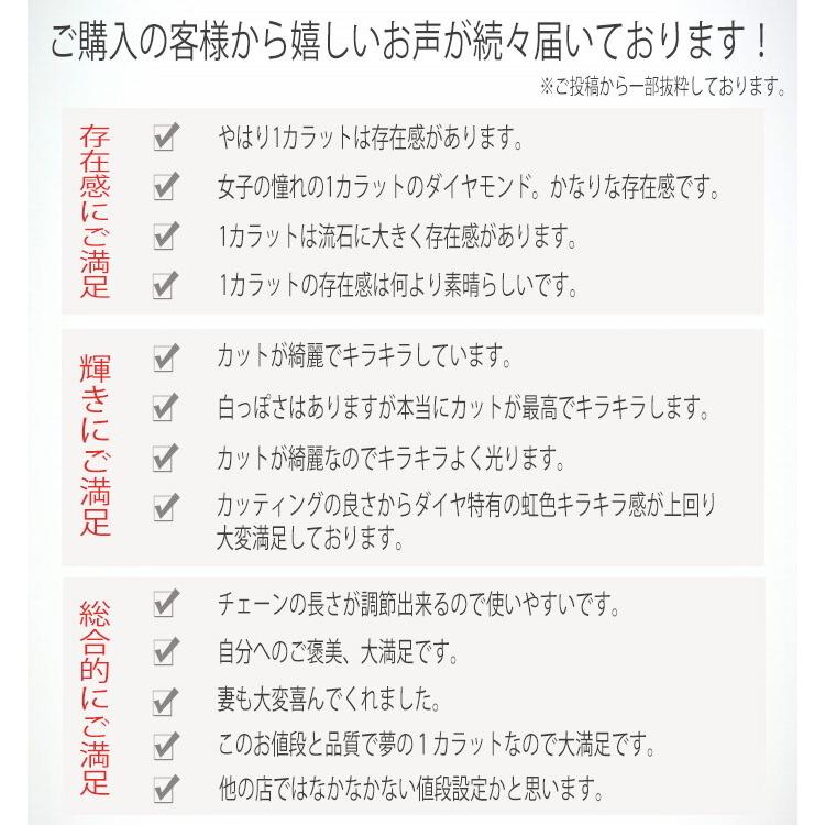 ダイヤモンド ネックレス 1カラット　一粒 1.0ct 天然ダイヤモンド 6本爪 プラチナ Pt900 シンプル 定番 鑑別書付 保証書付 特価 大特価品 ギフトの画像