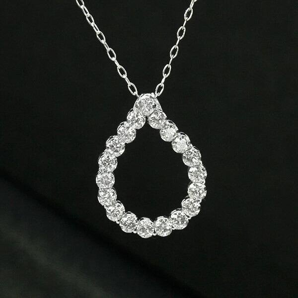 ダイヤモンド ネックレス 0.4ct K18 ホワイトゴールド ドロップ 涙 つゆ しずく 鑑別書付 保証書付 クロスフォー 普段使い デイリー ギフト プレゼント 誕生石の画像