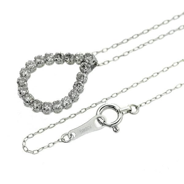 ダイヤモンド ネックレス 0.4ct K18 ホワイトゴールド ドロップ 涙 つゆ しずく 鑑別書付 保証書付 クロスフォー 普段使い デイリー ギフト プレゼント 誕生石の画像