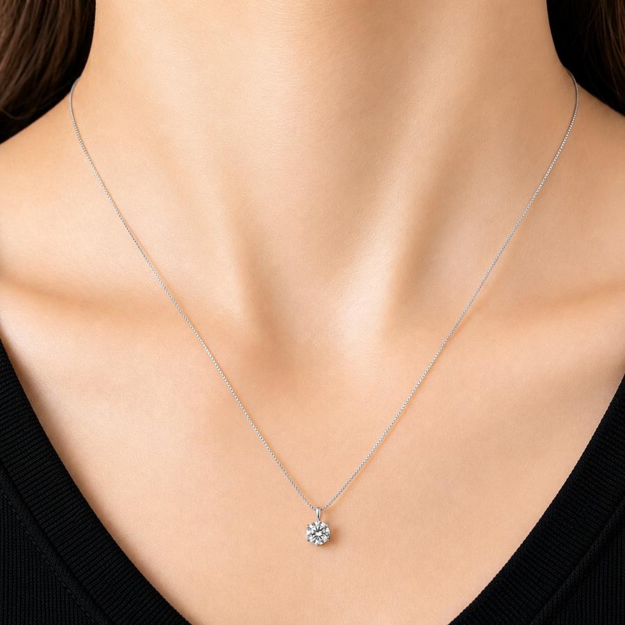 ダイヤモンド ネックレス 一粒 0.8ct 6本爪 プラチナ Pt900 シンプル