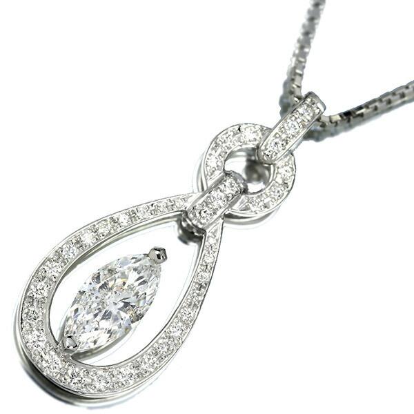 1.0ct ダイヤモンド ネックレス プラチナ Pt900 マーキス カット D 