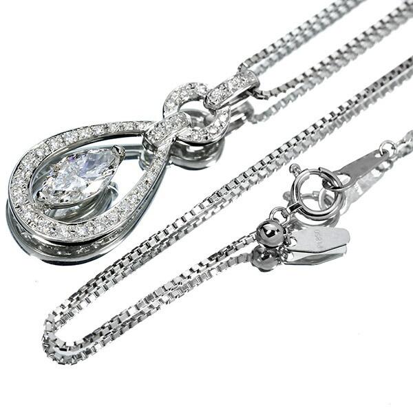 1.0ct ダイヤモンド ネックレス プラチナ Pt900 マーキス カット D 