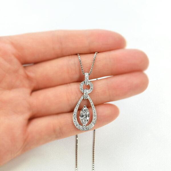 1.0ct ダイヤモンド ネックレス プラチナ Pt900 マーキス カット D  