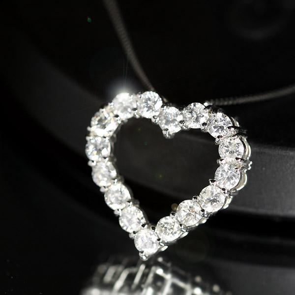 1カラット ダイヤモンド ネックレス ハート 1.0ct Pt プラチナ 鑑別