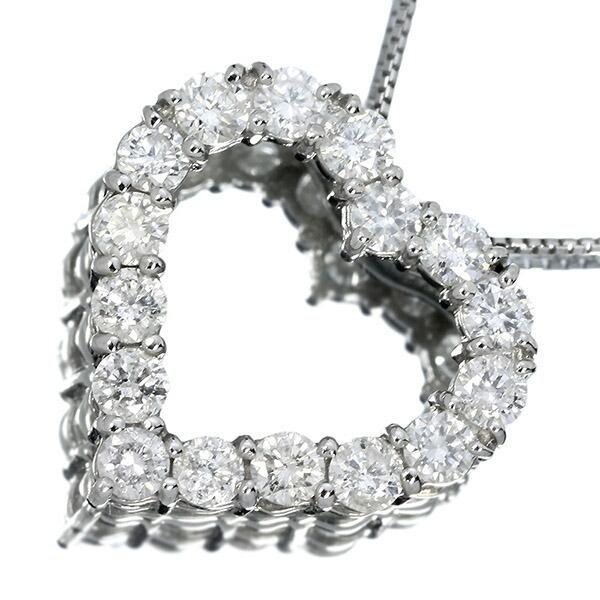 PT 1.0カラット ダイヤモンド ネックレス 鑑別書付 1カラット ダイヤモンド ネックレス ハート 1.0ct Pt プラチナ 鑑別