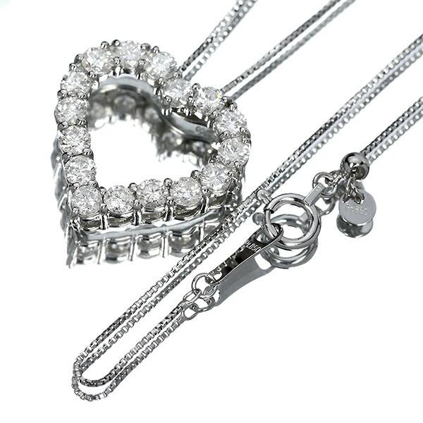 PT 1.0カラット ダイヤモンド ネックレス 鑑別書付 1カラット ダイヤモンド ネックレス ハート 1.0ct Pt プラチナ 鑑別