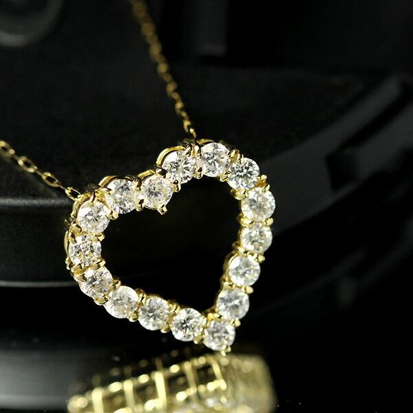 1カラット ダイヤモンド ネックレス ハート 1.0ct K18 イエロー  