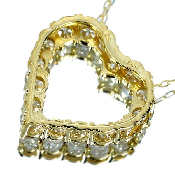 1カラット ダイヤモンド ネックレス ハート 1.0ct K18 イエロー  