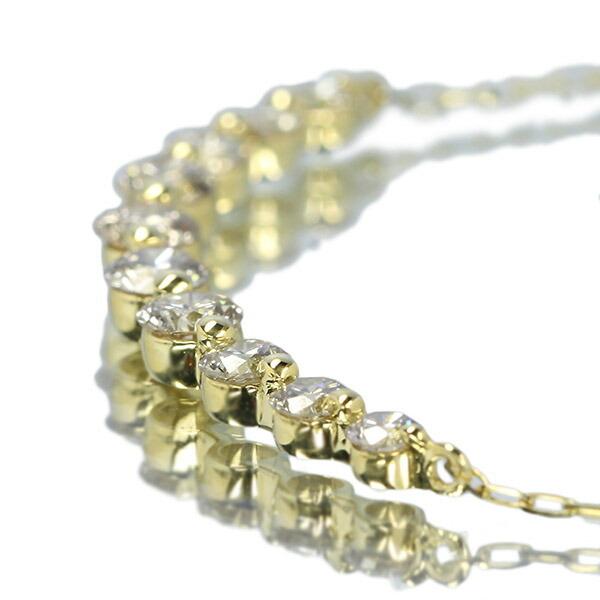1カラット ダイヤモンド スマイル ネックレス 1.0ct K18 イエロー