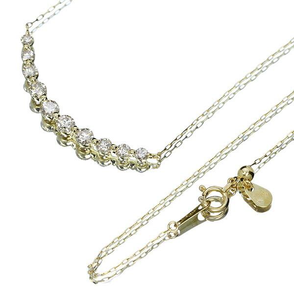 K18イエローゴールドダイヤモンドスマイルネックレス