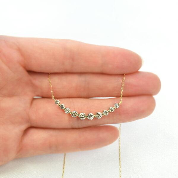1カラット ダイヤモンド スマイル ネックレス 1.0ct K18 イエロー