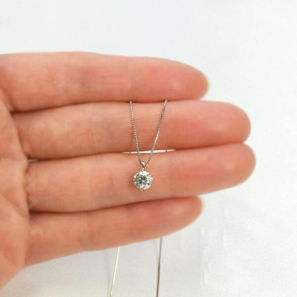 ダイヤモンド ネックレス 一粒 0.6ct 6本爪 プラチナ Pt900 ハート